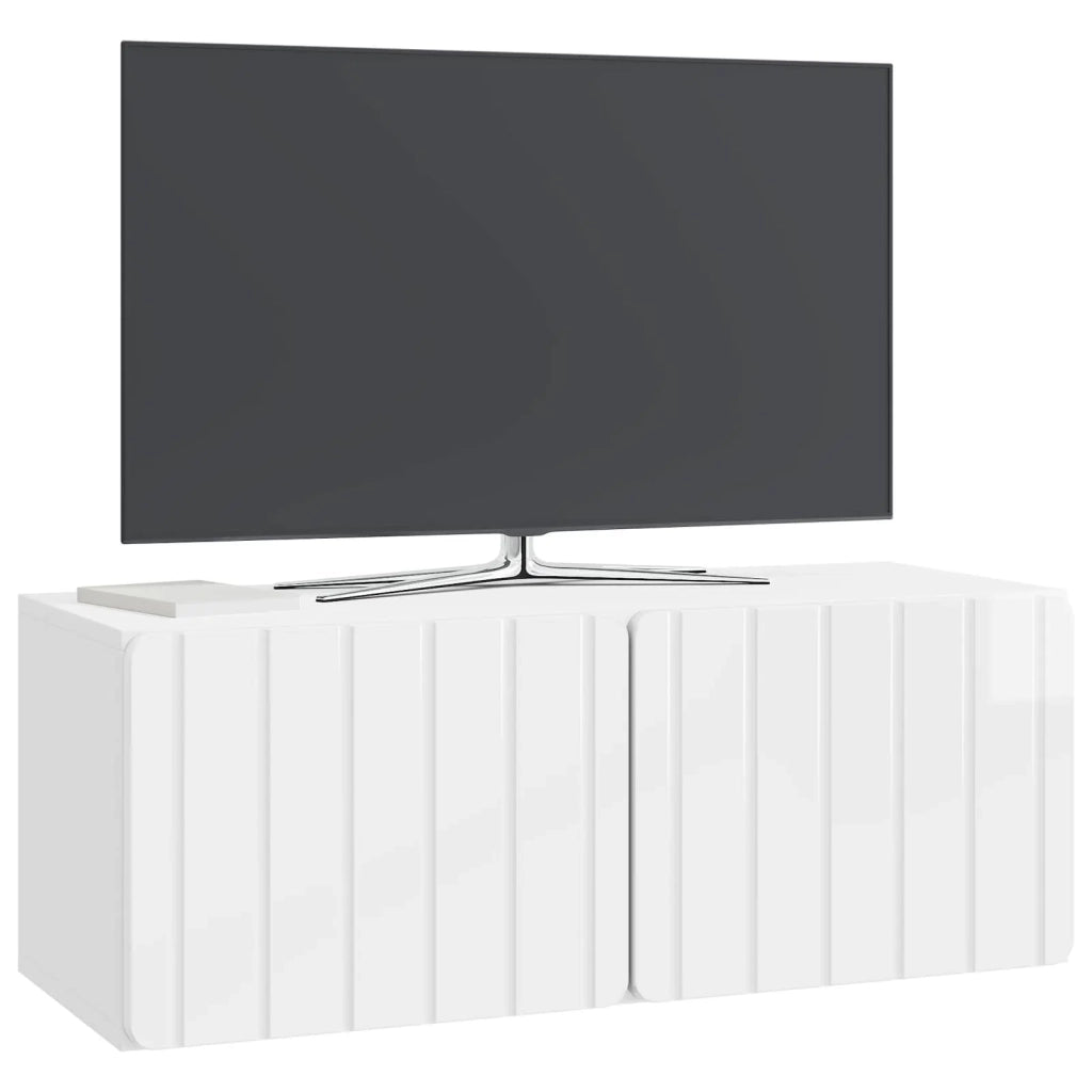 Mobile Porta TV da Muro-Credenza per TV sospesa Bianco Lucido 78,5 x 31 x 30 cm 236707
