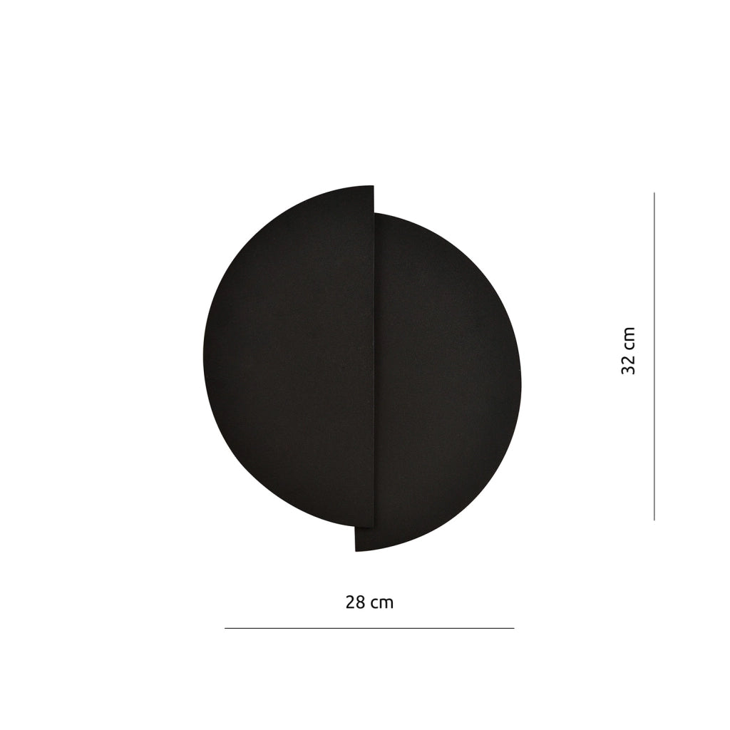 Applique Minimal Rotonda 1 Luce Indiretta Agni In Acciaio Nero