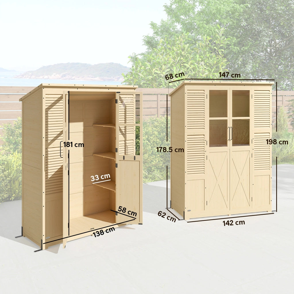Capanno da Giardino Walk-in con Pavimento e 4 Finestre