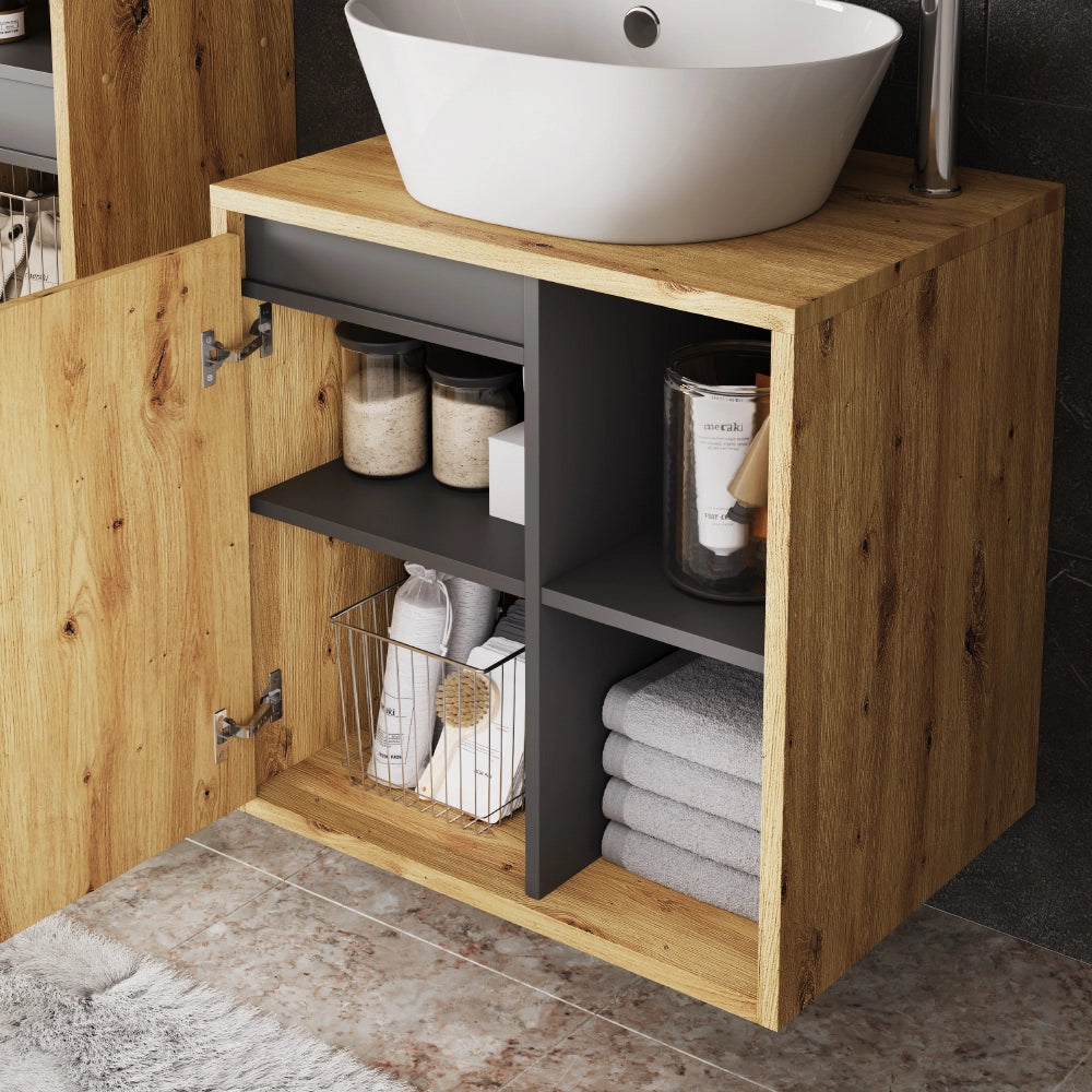 Vicco Set di mobili da bagno Artigiano/grigio 3 parti