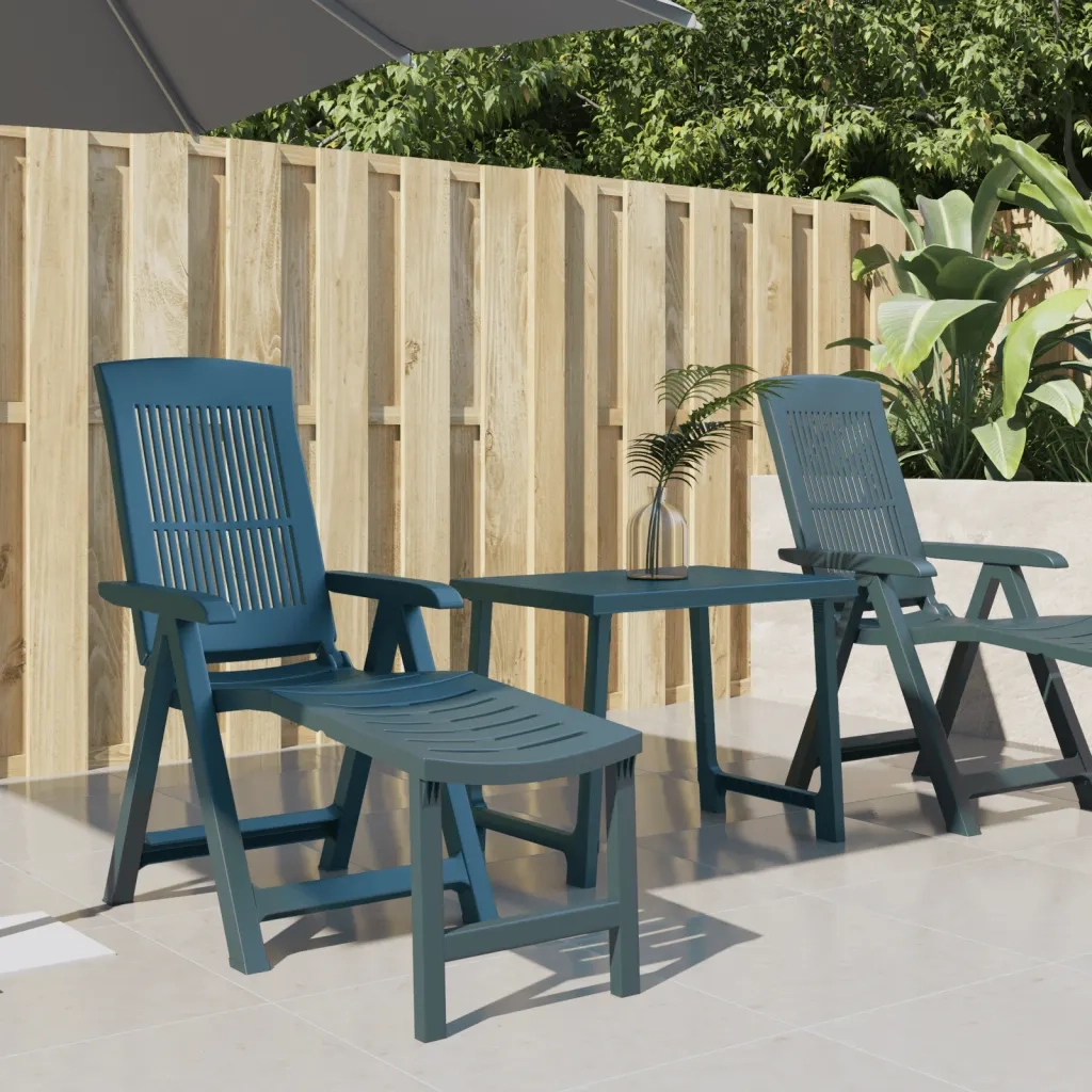 Lettino Prendisole | Sdraio da giardino | Lettino da sole Verde in Plastica