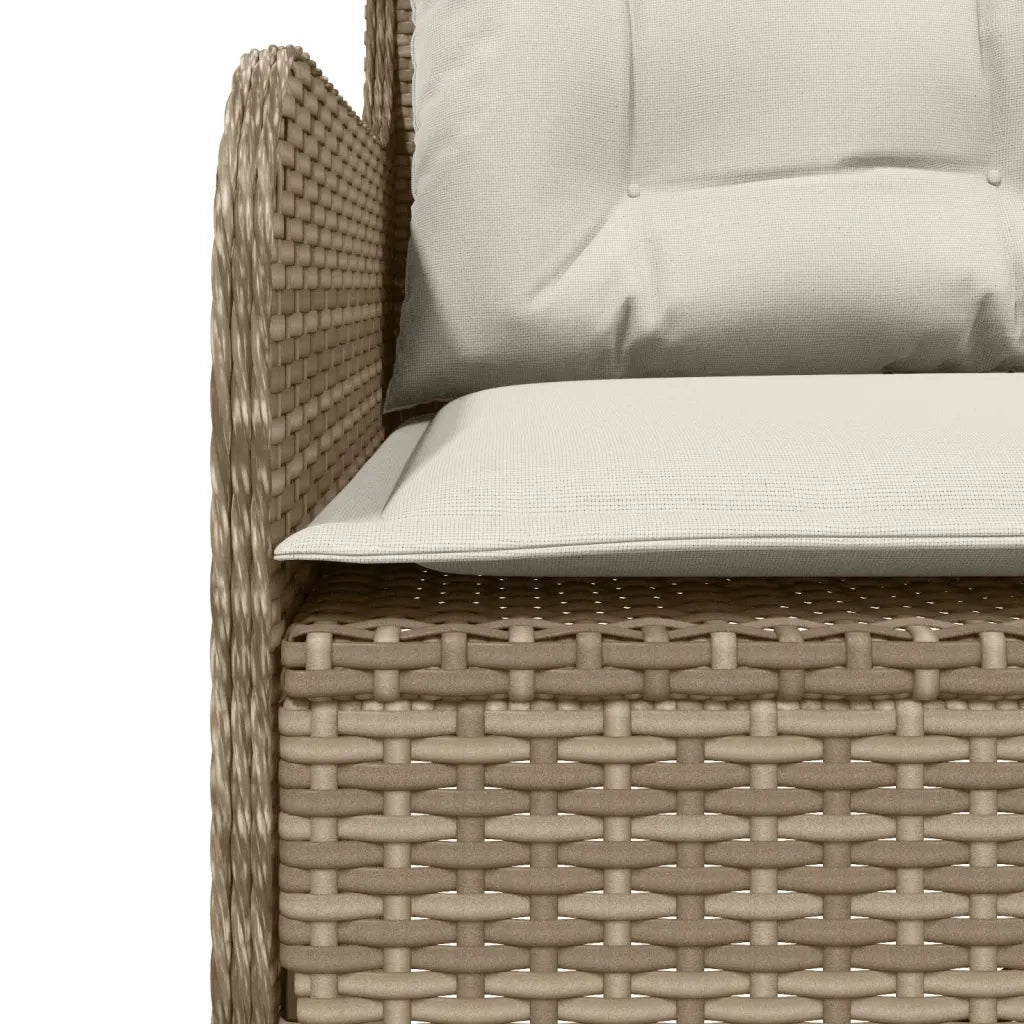 Divano da Giardino con Cuscini a L Beige in Polyrattan 369004