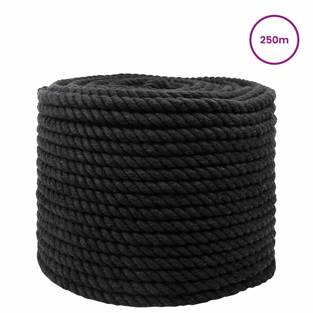 Corda | Fune di Cotone 250 m 10 Nero 100% Cotone