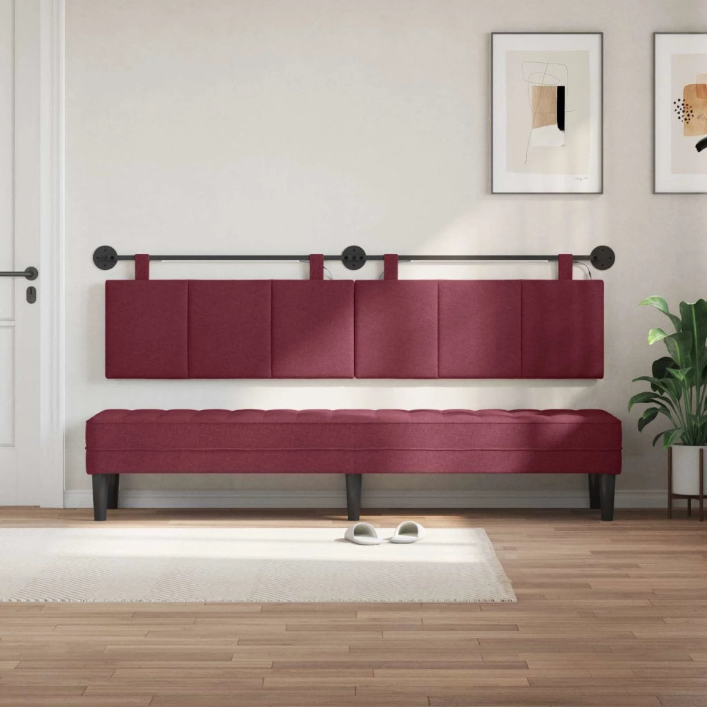 Testiera | Testata sospesa Con luce LED Rosso Vino Tessuto
