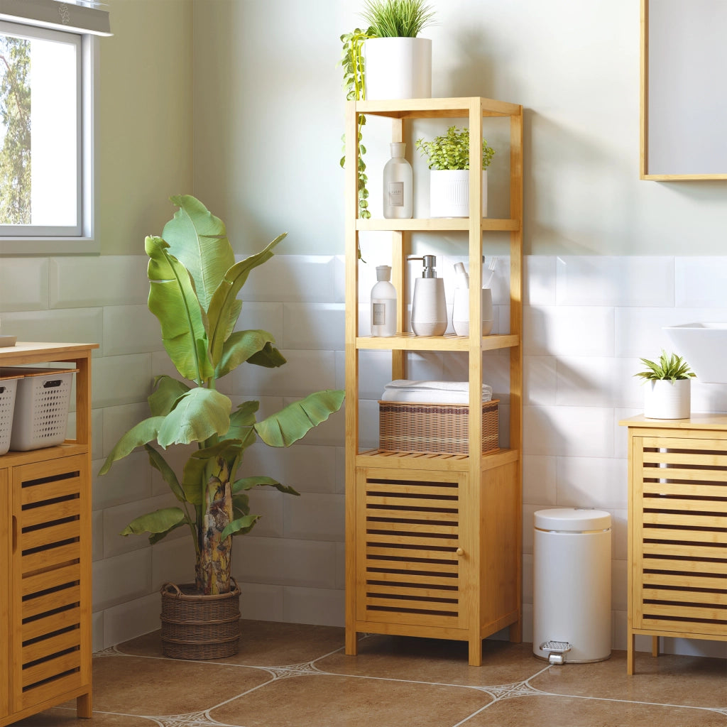 Colonna Rangement Bagno in Bamb¨´ ¨C Minimal ¨C 36x33x140 cm