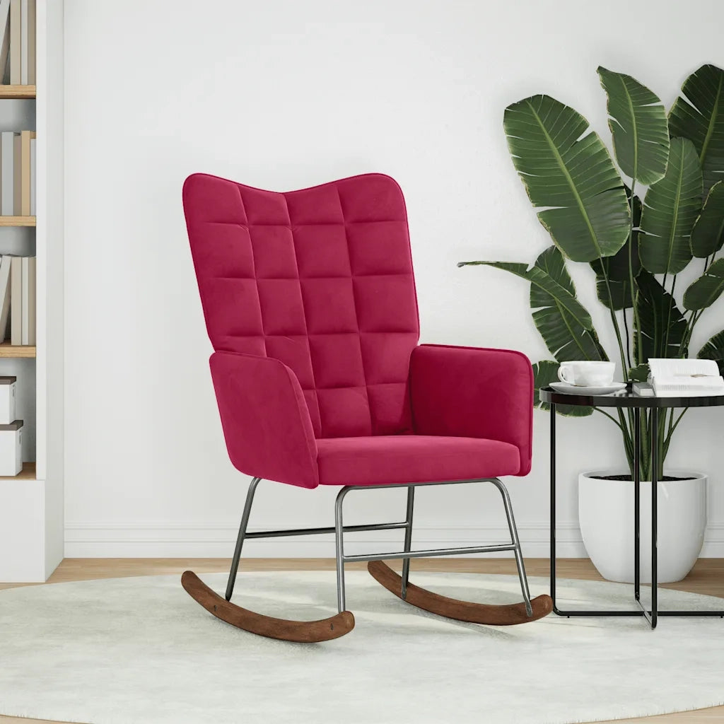 Sedia a Dondolo Rosso Vino in Velluto CFW9651127