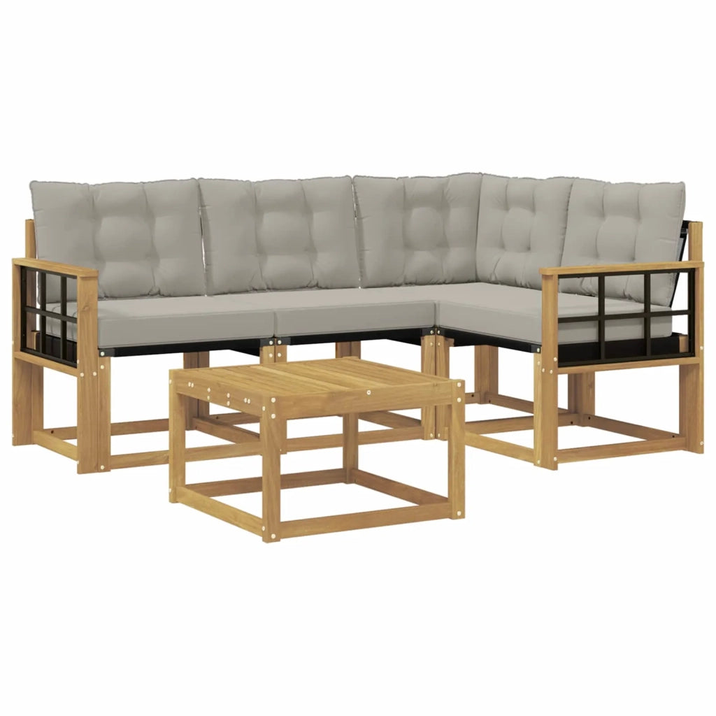 Set di divani da esterno 5 pz Bianco e Grigio Chiaro 3389457