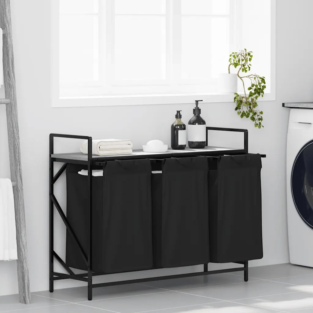 Cesto per la Biancheria 3 Scomparti con Ripiano Grigio Sonoma CFW4581565