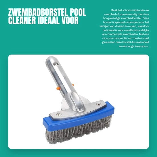 Borsetto per piscina 15 cm - Setola in acciaio inossidabile - Pulitore pavimento/parete - Leggero - 168 g - Per macchie resistenti - Pulitore piscina