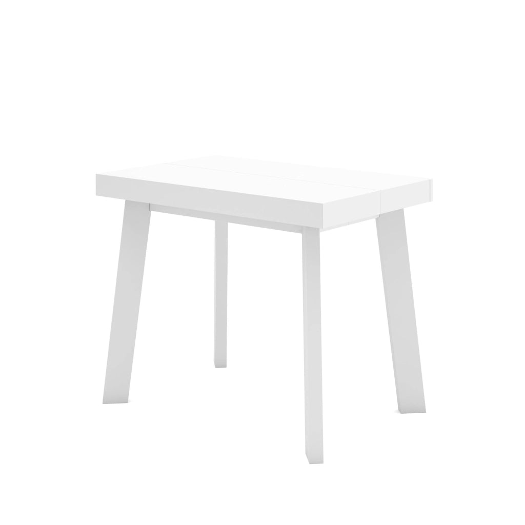Consolle allungabile, 262x90x73cm, Per 12 persone, Gambe in legno, Bianco e grigio cemento RF3117