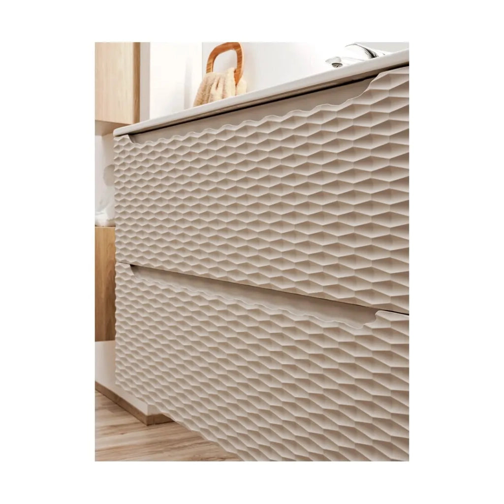 Mobile sottolavabo YOKA – Beige e rovere chiaro 60 cm