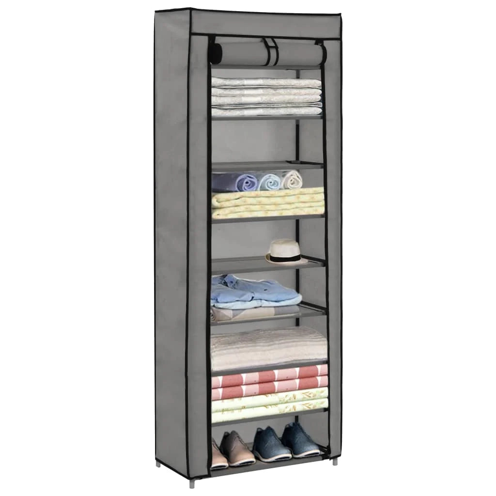 Scarpiera mobile contenitore per scarpe mobile ingresso/corridoio/soggiorno con coperchio 57 x 29 x 162 cm tessuto grigio 02_0021410