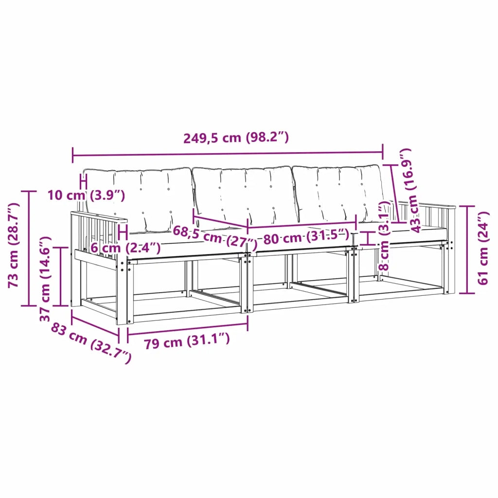 Set di divani da esterno con cuscino 3 pcs Bianco e Beige 3388371