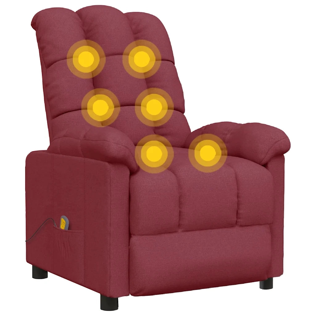 Poltrona Massaggiante Elettrica Rosso Vino in Tessuto 289809