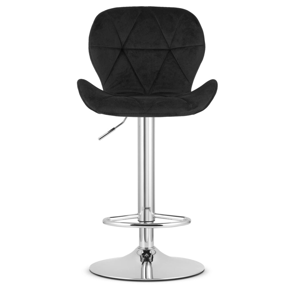 Sgabello West in velluto nero con base cromata