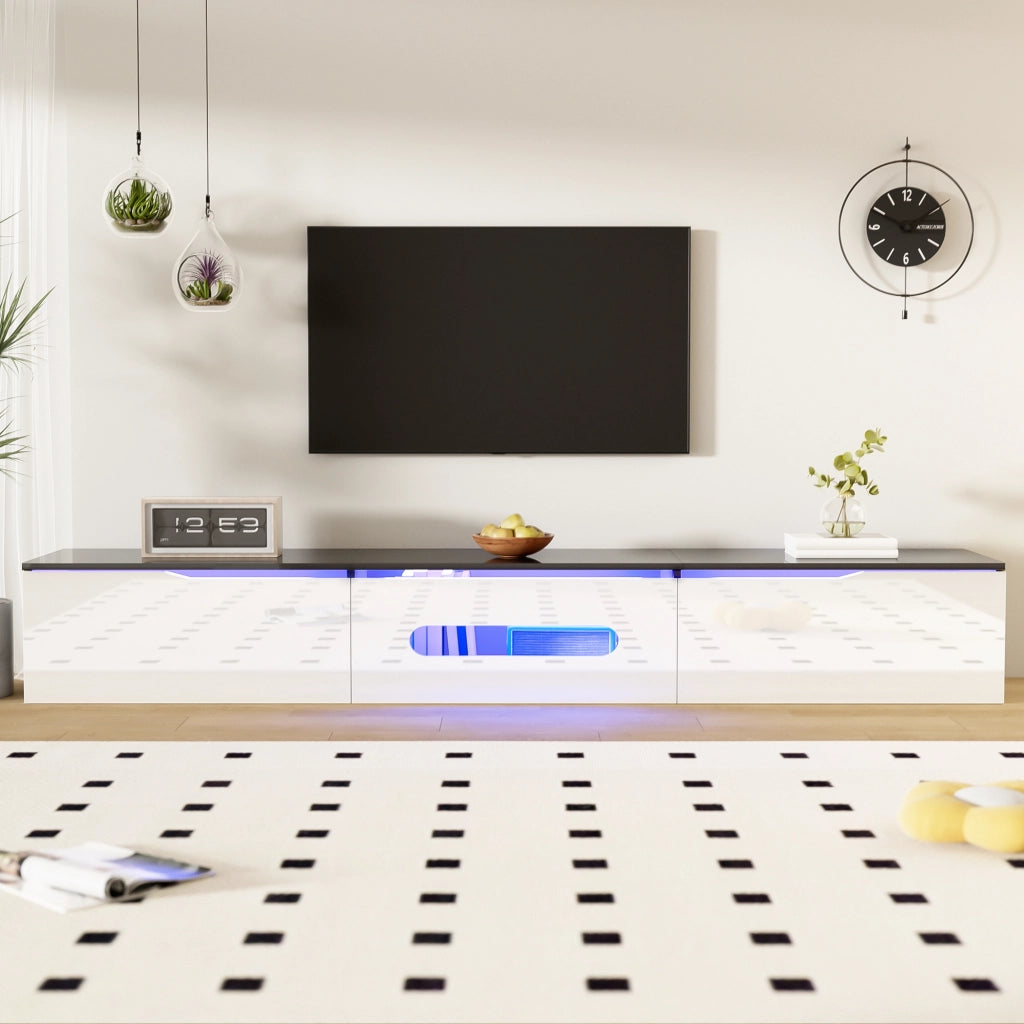 Cassettiera per TV nero-bianco; MDF e truciolare; 180 cm