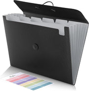 Documentario A4, dossier portatile con 7 compartimenti, contenitore con elastico, organizzatore documenti/documentario/documentario per ufficio, casa, documenti scolastici (nero)