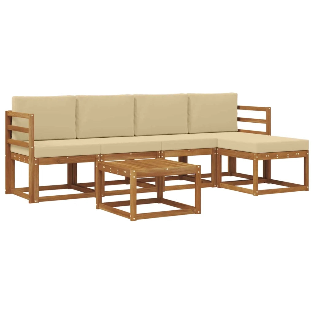 Set di divani da esterno con cuscino 6 pcs Naturale e Beige 3366276