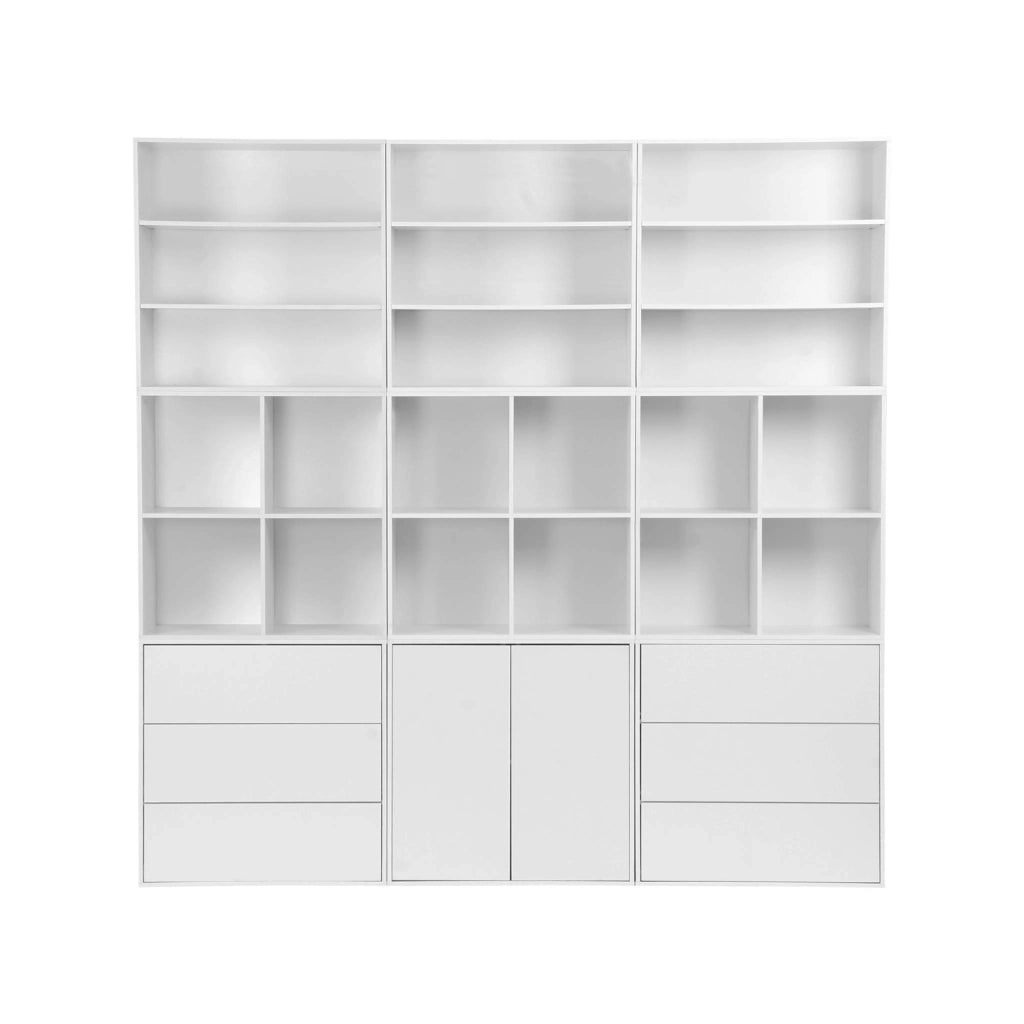 Libreria modulare decorativa in legno con 9 elementi, bianco