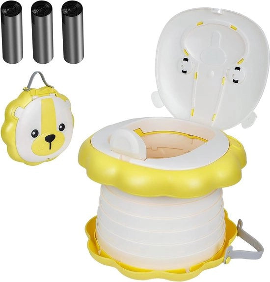 Toilet portatile per bambini - contenitore portatile per auto, campeggio, esterno e interno - giallo