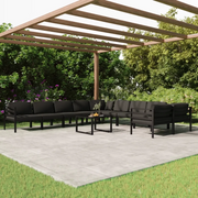 Set Divani da Giardino 11 pz con Cuscini in Alluminio Antracite 3107828