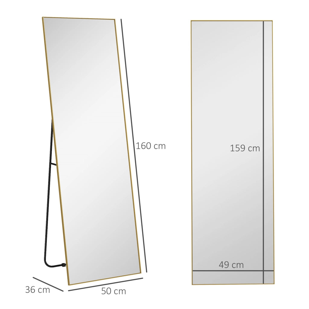 Specchio Pieno Lunghezza Parete ¨C zephmum ¨C Dorato 50x160 cm