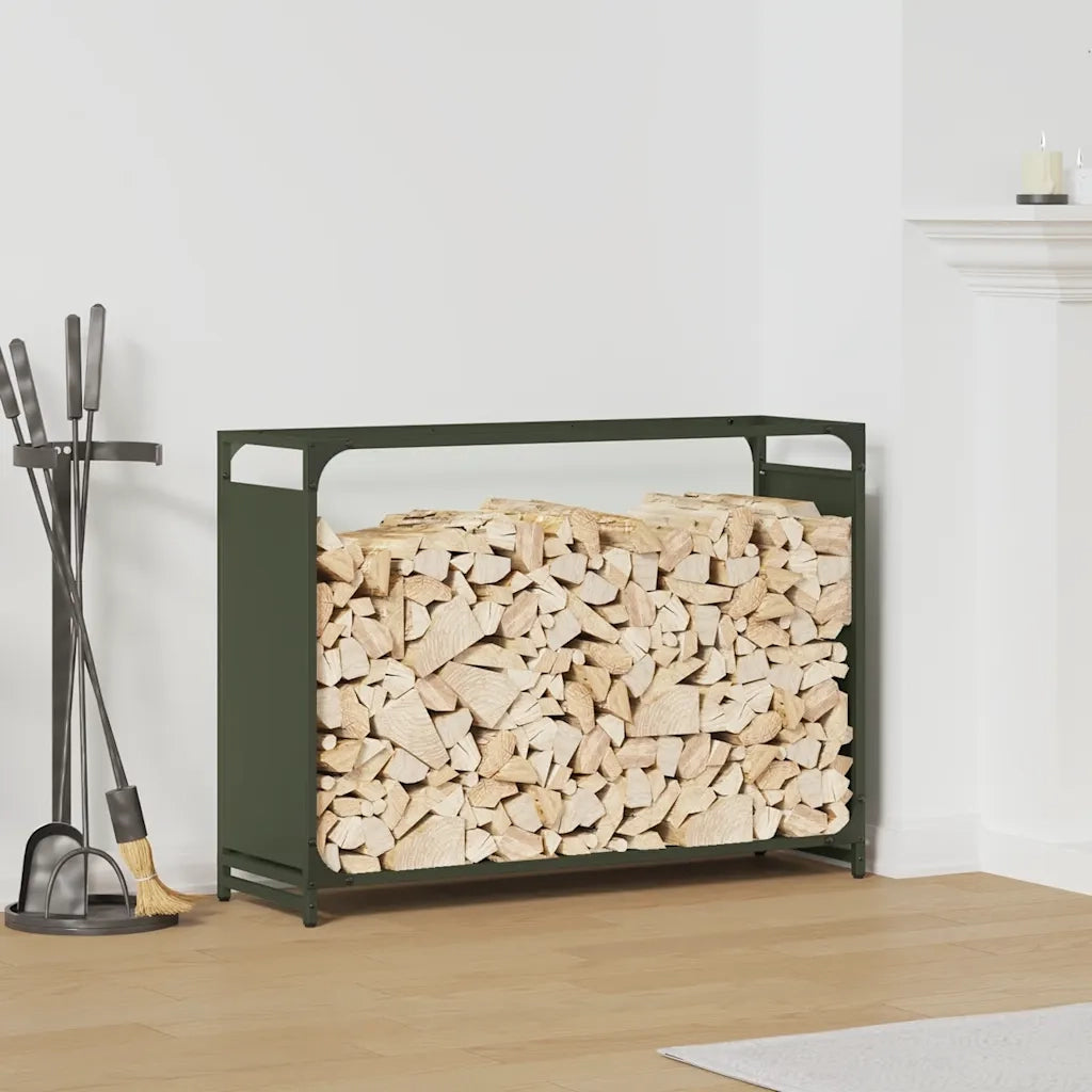 Rastrelliera per Legna da Ardere Verde Oliva 90x28x65 cm CFW9866622