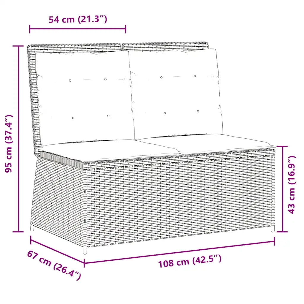 Panca Reclinabile da Giardino con Cuscini Beige in Polyrattan 368967