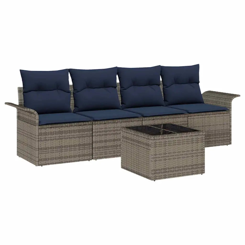 Set di divani con cuscino 5 pcs Grigio polyrattan 3345235
