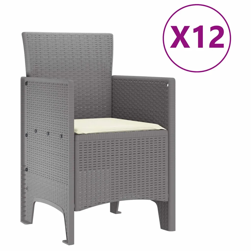 Set da Pranzo per Giardino 13 pcs Grigio chiaro Rattan Polt