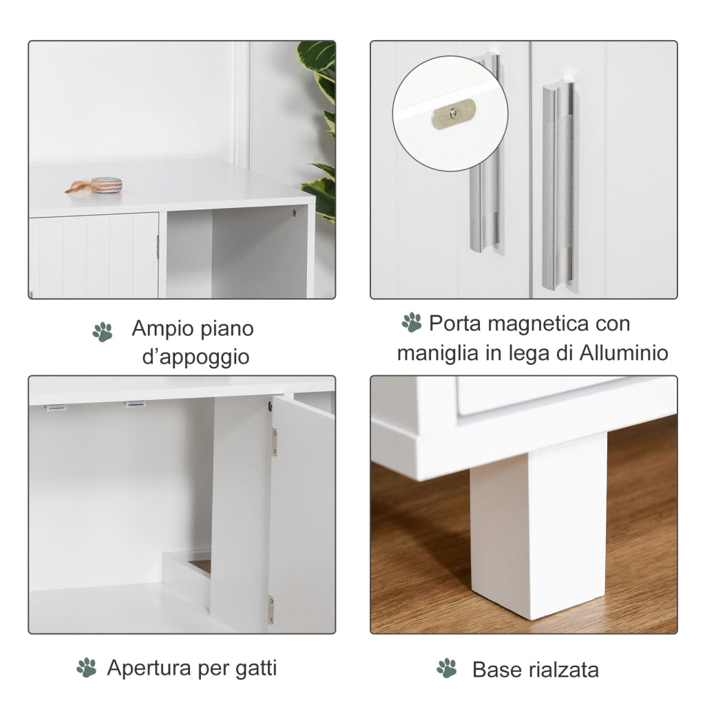Mobile per Lettiera Gatti in Legno con 2 Ante ¨C Minimal ¨C Bianco