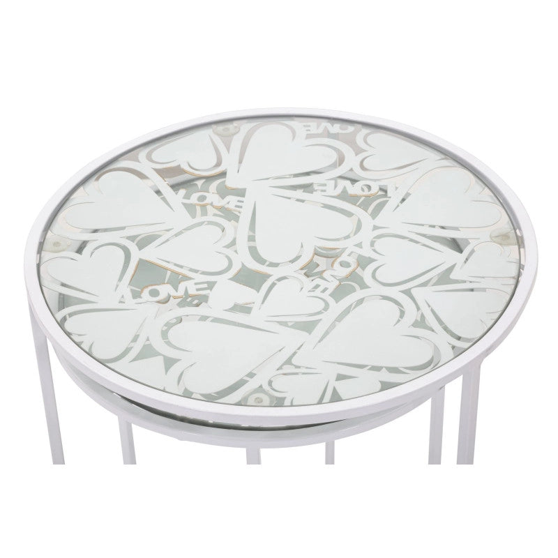 Tavolinetti White Harts Coppia cm ø 43x60-38x55