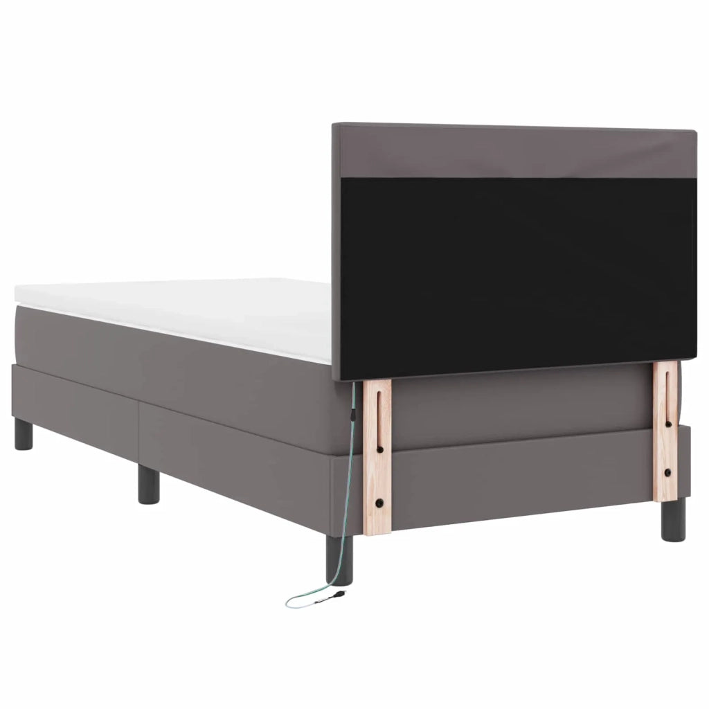 Letto a molle con materasso Grigio 90 x 190 cm Pelle sintetica 3339030