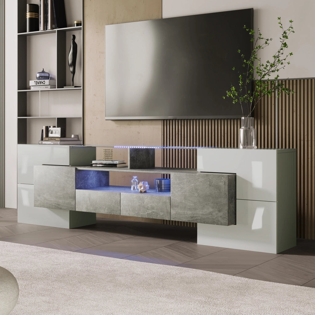 Cassettiera TV grigia in MDF lunghezza 200 cm