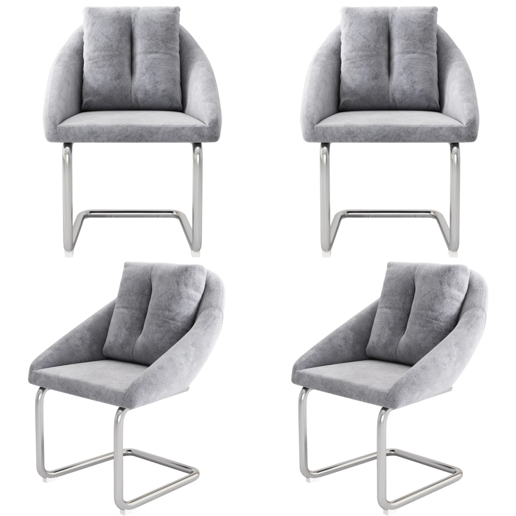 Sedia da sala da pranzo in velluto con design ergonomico, set da 4 pezzi per casa e ufficio, grigio