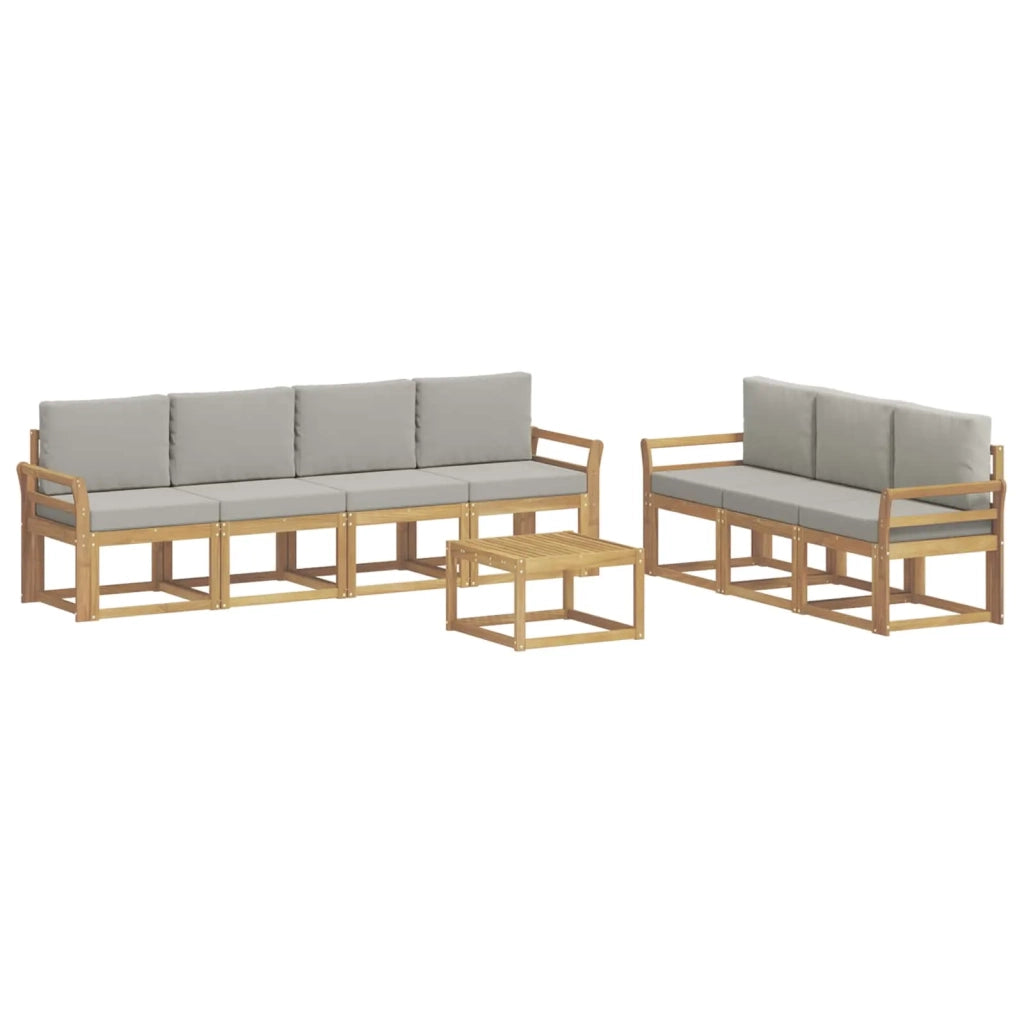 Set di divani da esterno 8 pz Bianco e Grigio Chiaro Poliestere 3387350