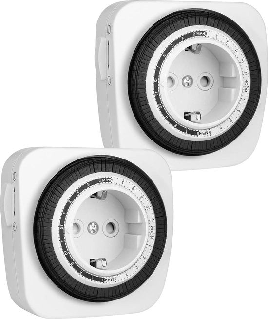 Timer Analogo a 96 Segmenti - Sicuro per i Bambini - Certificato CE - 2 Pacchetti - Timer a Scheda Meccanico - 16A/3680W