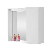 Specchio contenitore 67x60 cm bianco con LED e ripiani interni