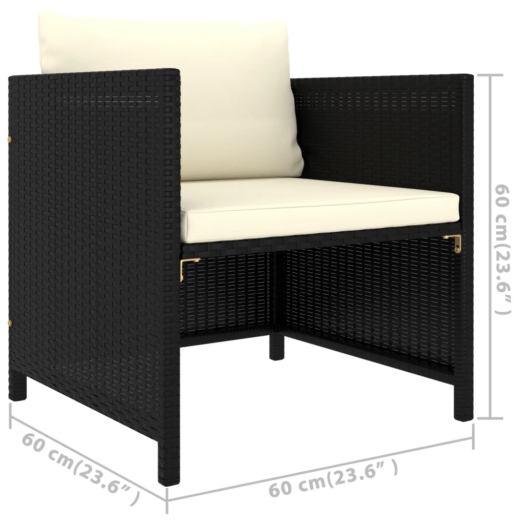 Set Divani da Giardino 5 pz | Set Salotto da Giardino con Cuscini in Polyrattan Nero