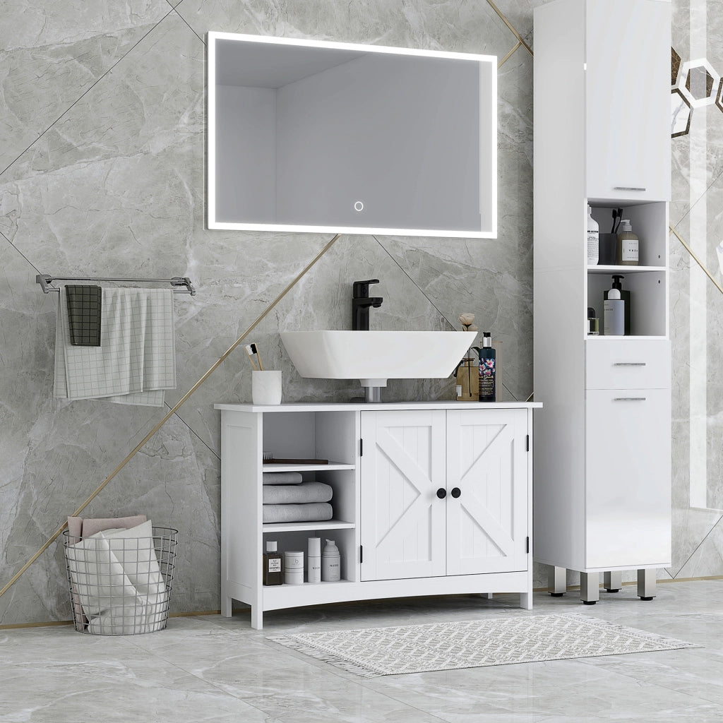 Mobiletto Sottolavabo con 2 Ante e Ripiani Regolabili ¨C Minimal ¨C 90x30x60 Bianco