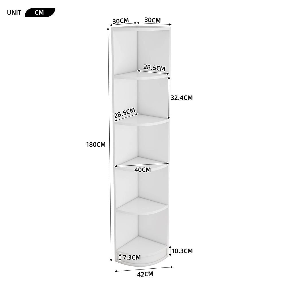 Libreria Angolare - Xylo - 135??54??180 cm - 5 Ripiani MDF Bianco