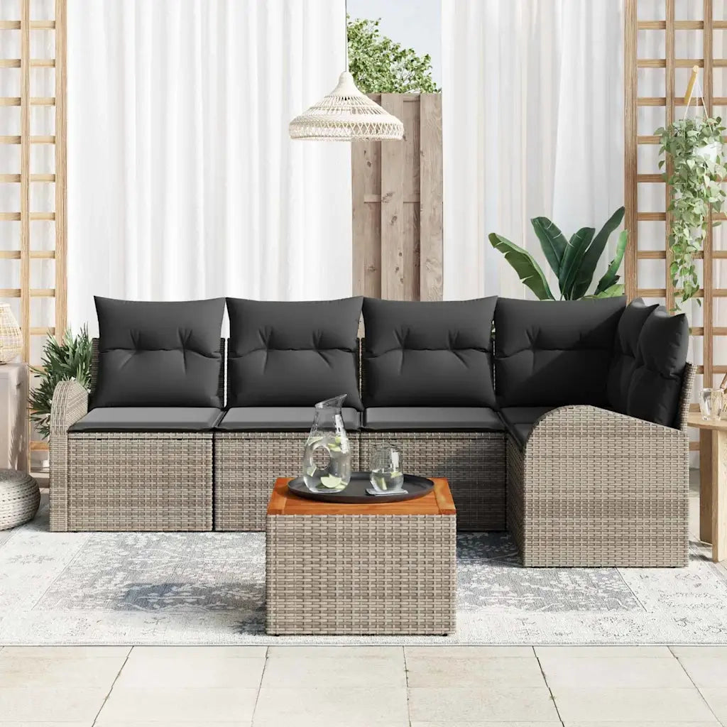 Set Divano da Giardino 6 pcs Grigio polyrattan 3356249