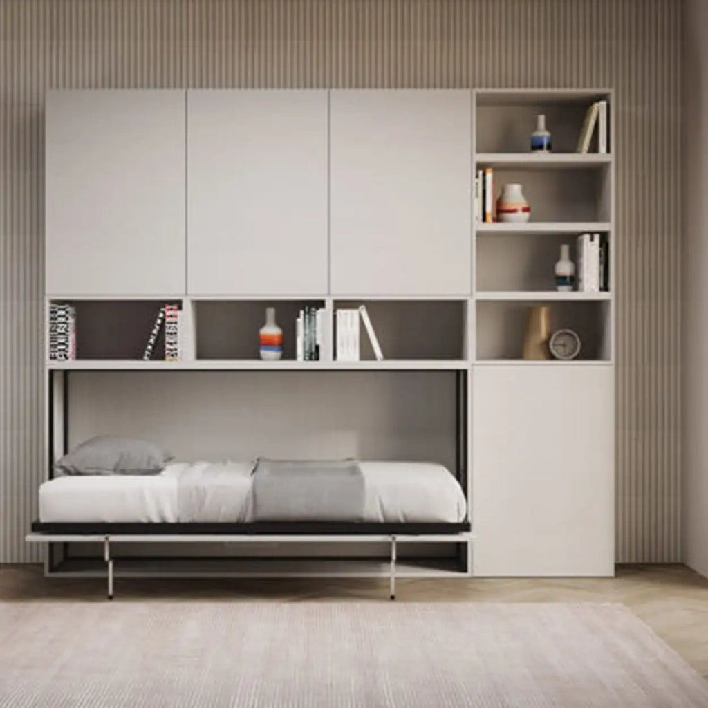 Letto singolo a scomparsa Kando comp.E bianco frassino