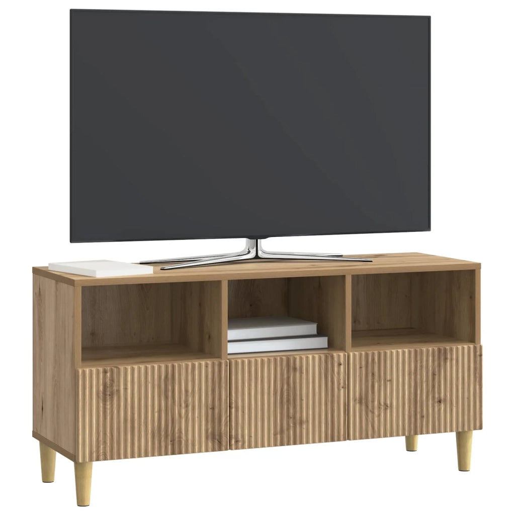Mobile TV con cassetto-Credenza per TV Rovere Artigianale 102 x 34,5 x 50 cm 340775