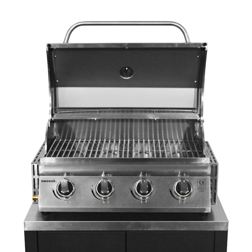Modulo cucina da esterno con barbecue a gas 4 bruciatori, 5 moduli ,