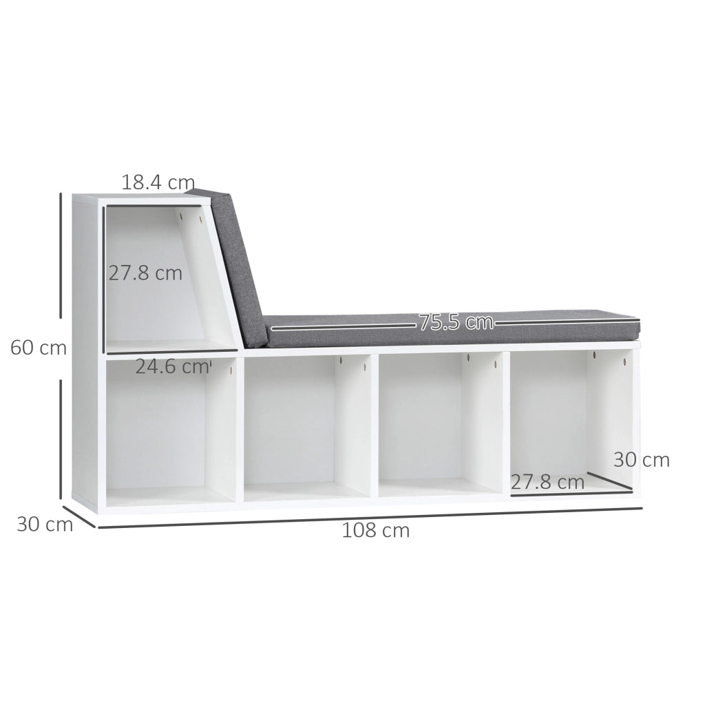 Libreria a 5 Ripiani Aperti ¨C zephmum ¨C Legno, Grigio, 108x30x60 cm