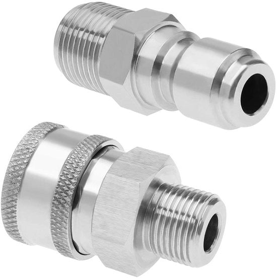 Adattatore per aspiratore ad alta pressione - Connettore rapido - Acciaio inossidabile - 3/8 pollici - Adatto per aspiratori ad alta pressione - Argento