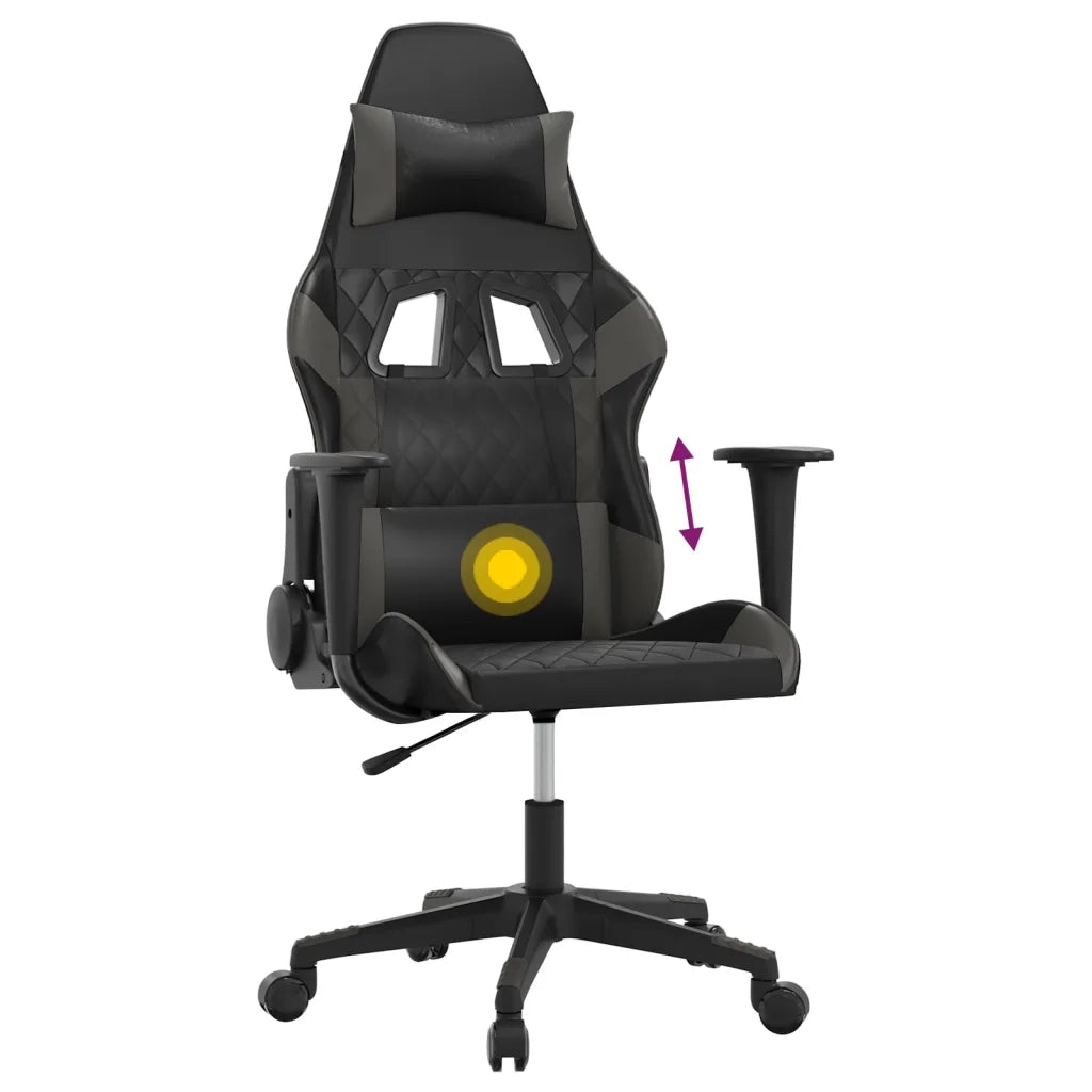 Sedia da Gaming Massaggiante Nero e Grigio in Similpelle 345515