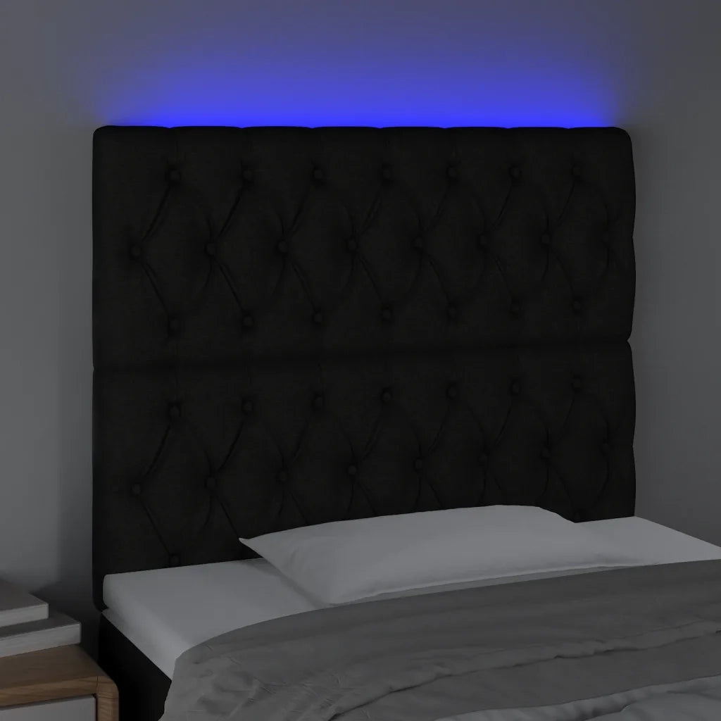 Testiera a LED-Testata con LED Nera 100x7x118/128 cm in Tessuto