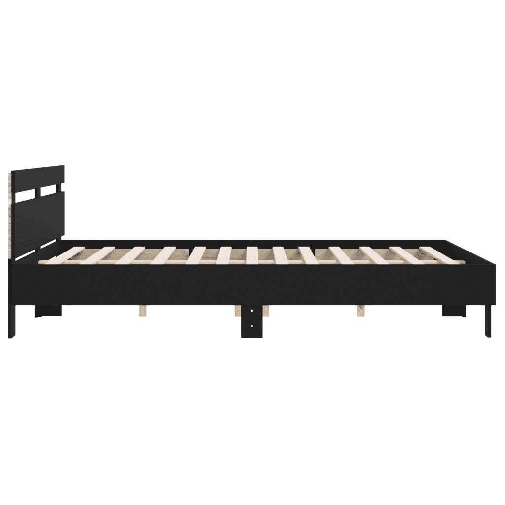 Giroletto con Testiera e LED Nero 160x200 cm 3207533